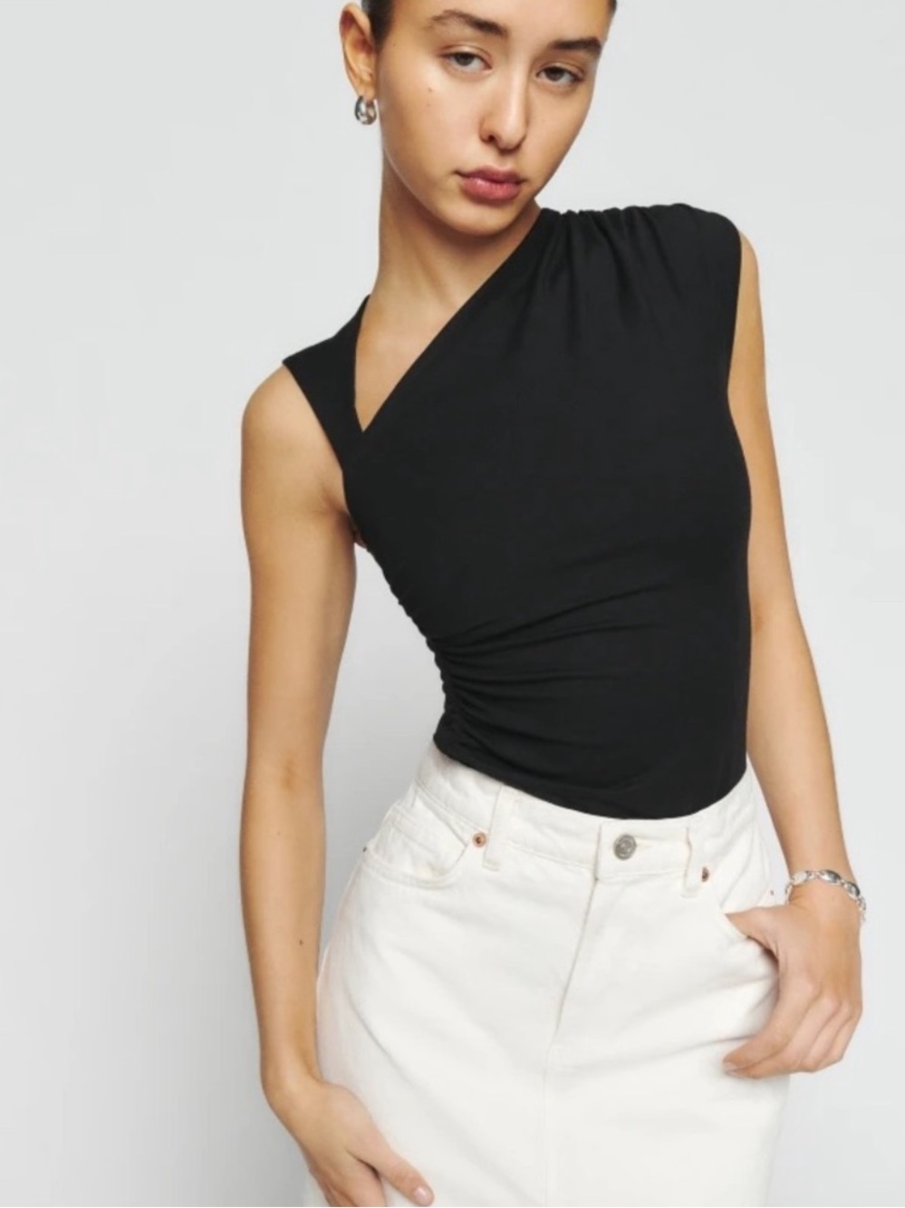 Reformation Black Asymmetrical Top